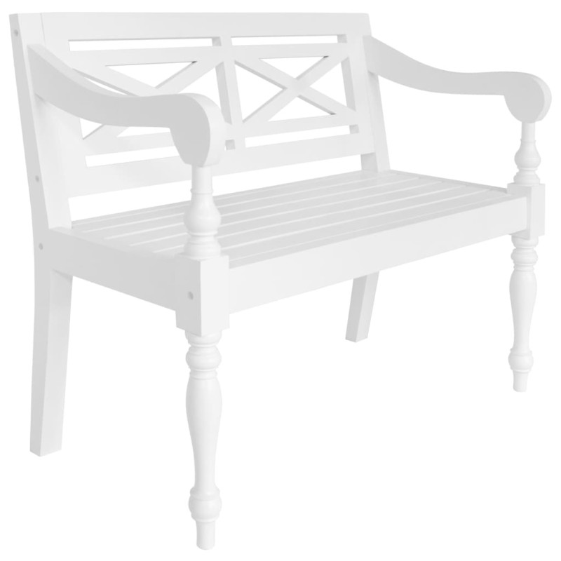 Ławka Batavia, 98 cm, lite drewno mahoniowe, biała