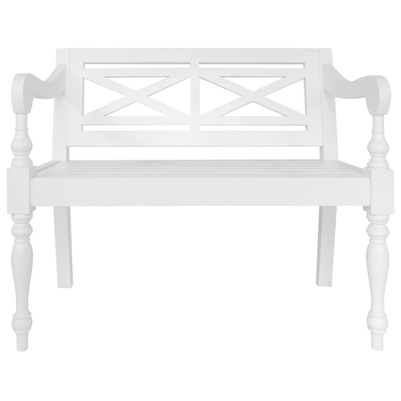 Ławka Batavia, 98 cm, lite drewno mahoniowe, biała