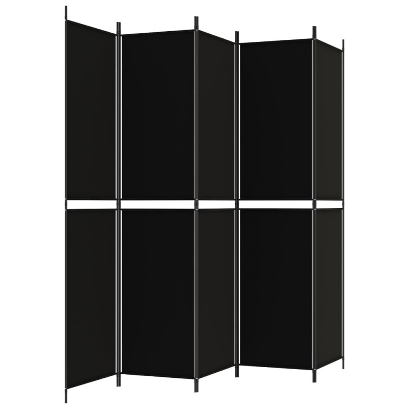 Parawan 5-panelowy, czarny, 250x220 cm, tkanina