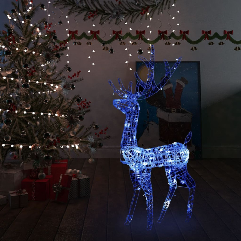 Świąteczny renifer, akrylowy, 140 niebieskich diod LED, 120 cm