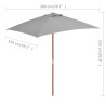 Parasol ogrodowy na drewnianym słupku, 150 x 200 cm, antracyt