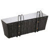 Donice balkonowe, rattan, 50 cm, 2 szt., czarne