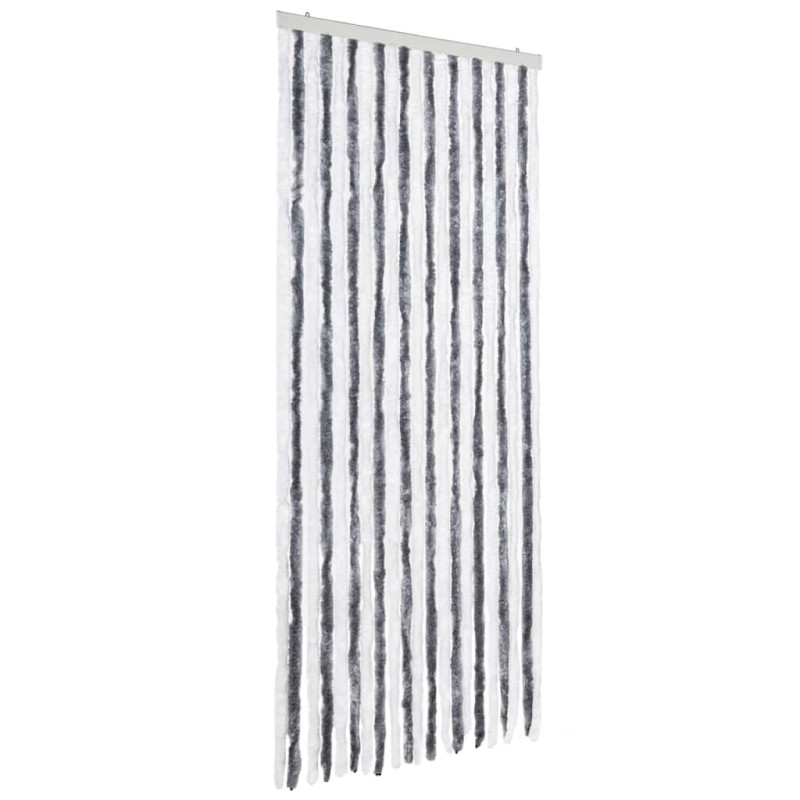 Zasłona przeciwko owadom, szarość i biel, 90x220 cm, szenil