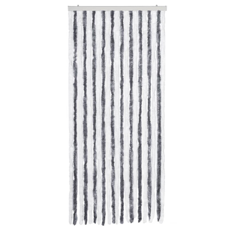 Zasłona przeciwko owadom, szarość i biel, 90x220 cm, szenil