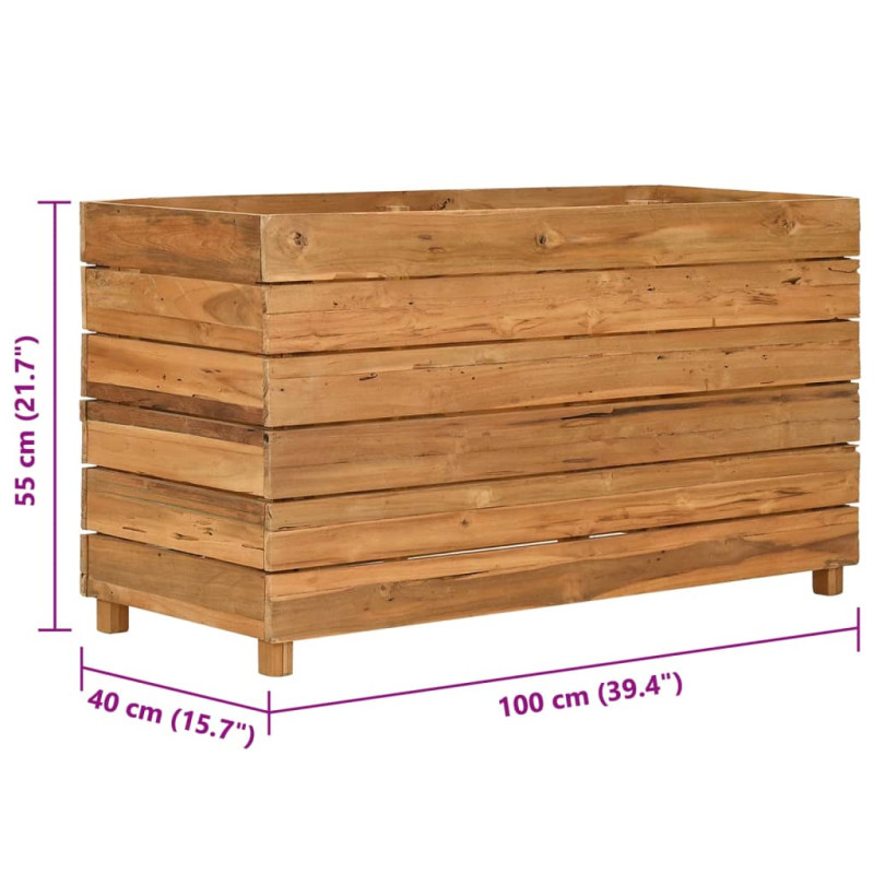 Podwyższona donica 100x40x55 cm drewno tekowe z recyklingu/stal