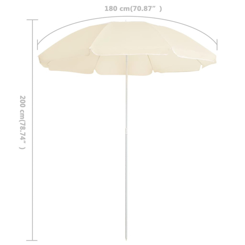 Parasol ogrodowy na stalowym słupku, piaskowy, 180 cm