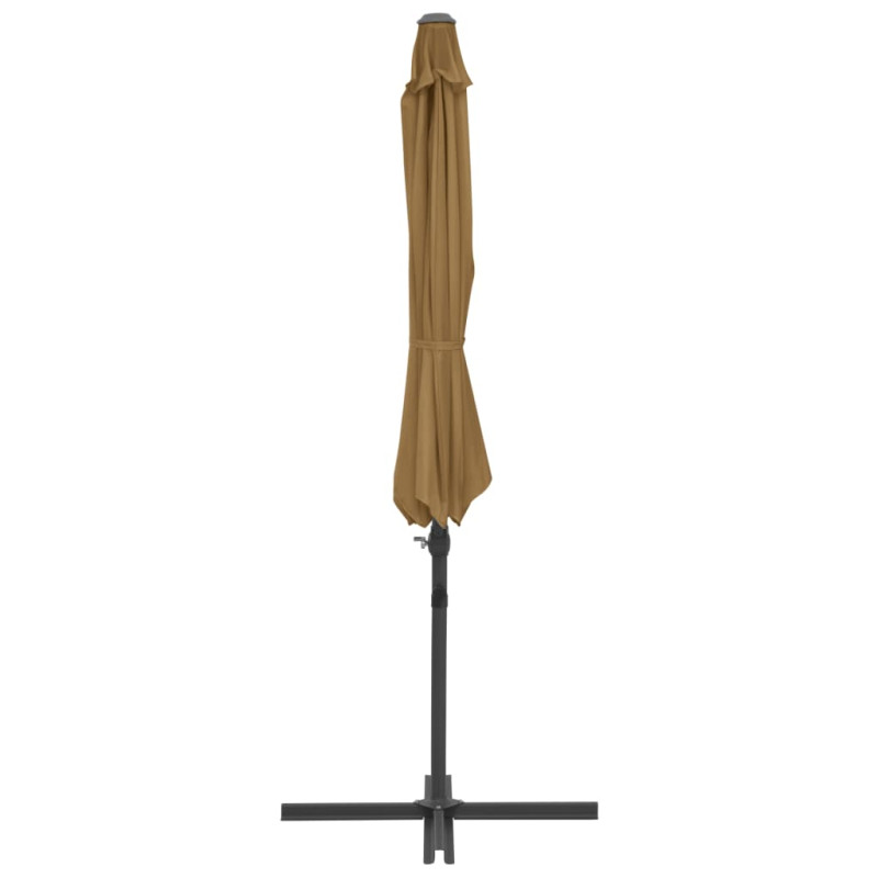 Parasol wiszący ze stalowym słupkiem, 300 cm, taupe
