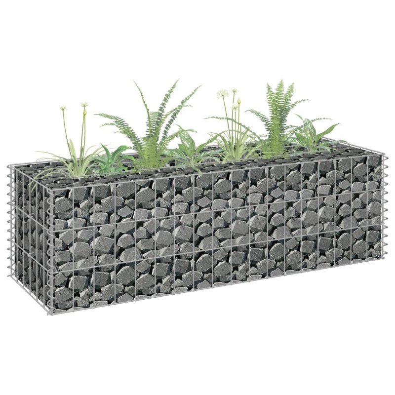 Podwyższona donica gabionowa, galwanizowana stal, 90x30x30 cm