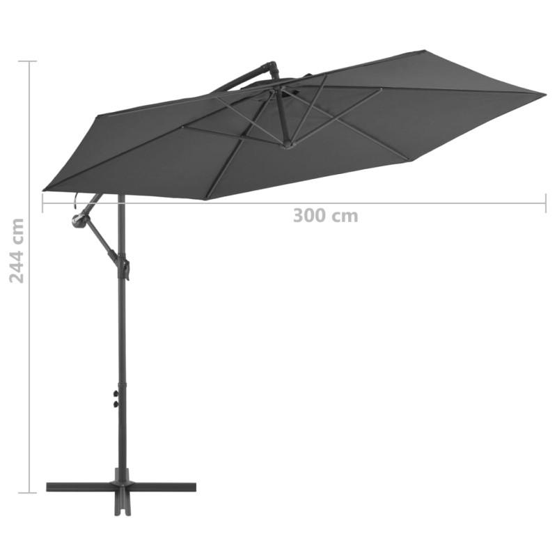 Parasol wiszący z aluminiowym słupkiem, 300 cm, antracytowy
