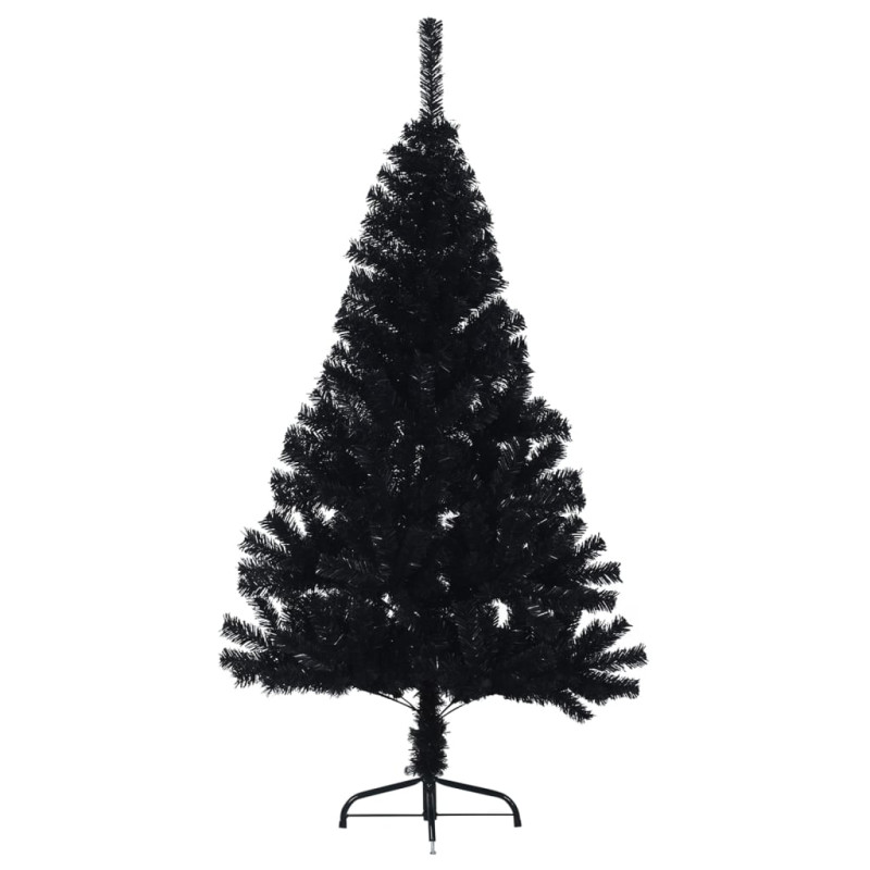 Sztuczna choinka połówka ze stojakiem, czarna, 120 cm, PVC