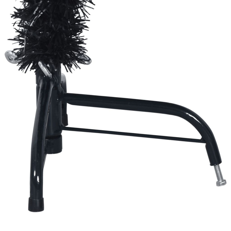 Sztuczna choinka połówka ze stojakiem, czarna, 120 cm, PVC