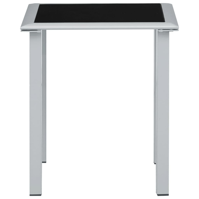 Leżaki ze stolikiem, 2 szt., aluminium, czarne