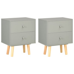 Szafki nocne, 2 szt., szare, 40x30x50 cm, lite drewno sosnowe