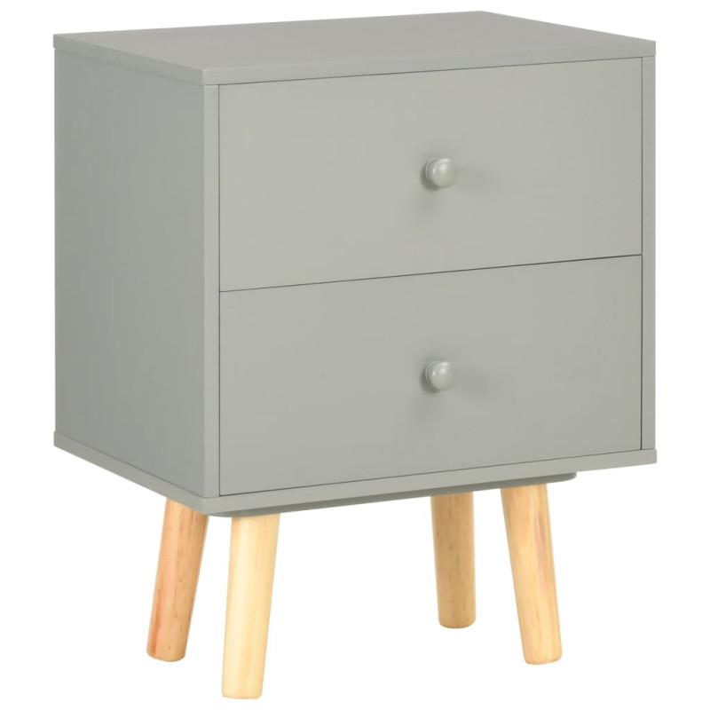 Szafki nocne, 2 szt., szare, 40x30x50 cm, lite drewno sosnowe