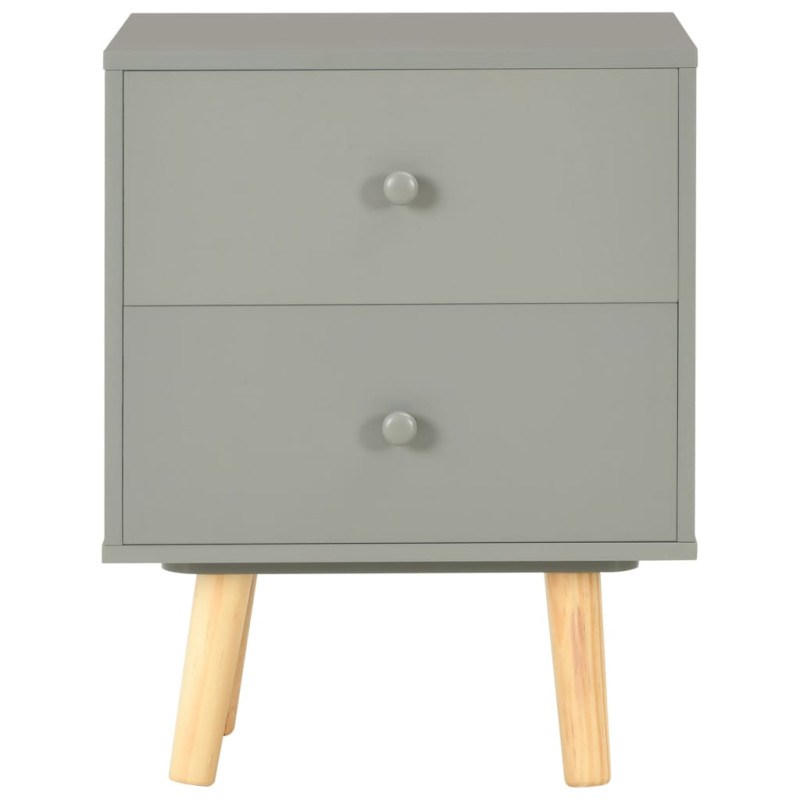 Szafki nocne, 2 szt., szare, 40x30x50 cm, lite drewno sosnowe