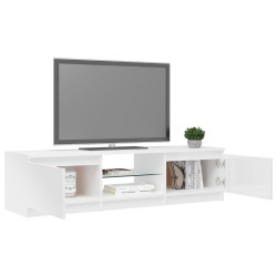 Szafka pod TV z LED, biała, wysoki połysk, 140x40x35,5 cm