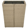 Stolik herbaciany, beżowy, 41,5x41,5x44 cm, rattan PE i szkło