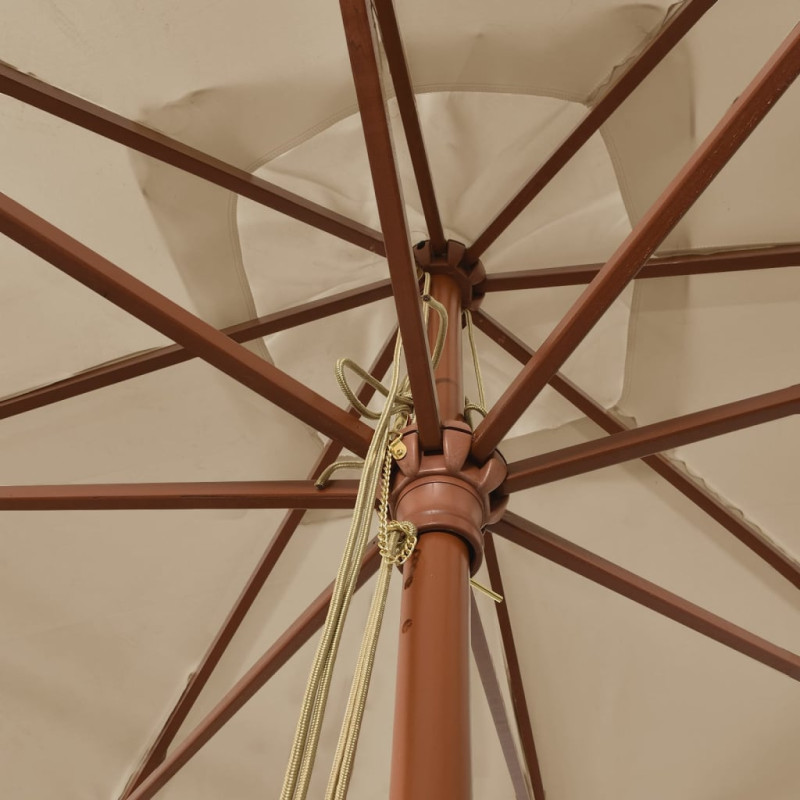 Parasol ogrodowy na drewnianym słupku, taupe, 300x300x273 cm