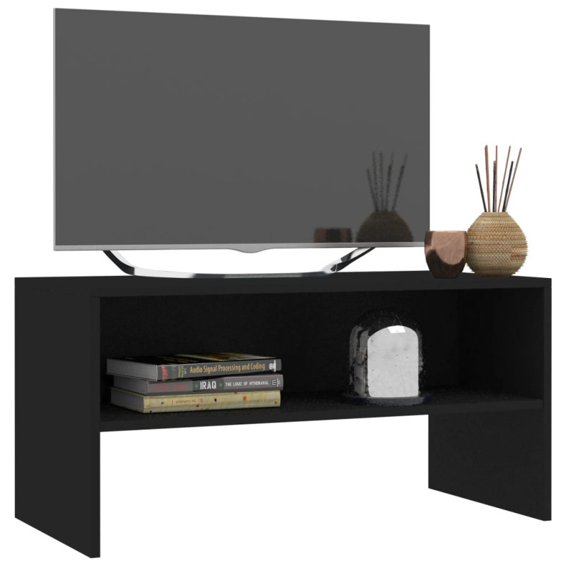 Szafka pod TV, czarna, 80x40x40 cm, materiał drewnopochodny