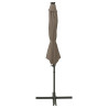 Parasol wiszący z lampkami LED i słupkiem, 300 cm, taupe