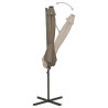 Parasol wiszący z lampkami LED i słupkiem, 300 cm, taupe
