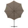 Parasol wiszący z lampkami LED i słupkiem, 300 cm, taupe
