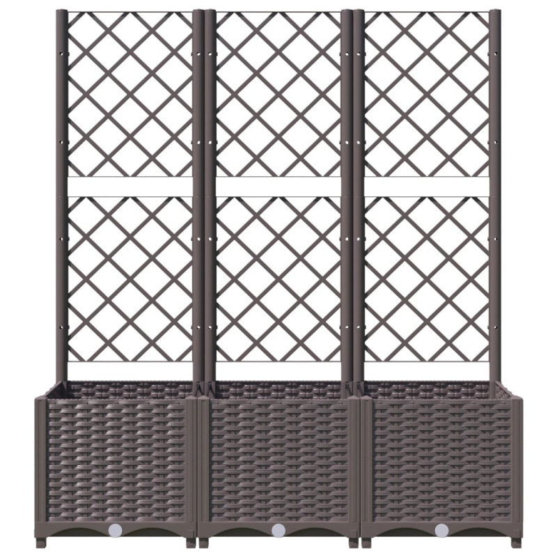 Donica ogrodowa z kratką, brązowa, 120x40x136 cm, PP