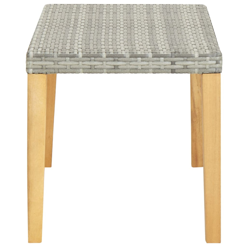 Ławka ogrodowa, 120 cm, szara, polirattan i drewno akacjowe