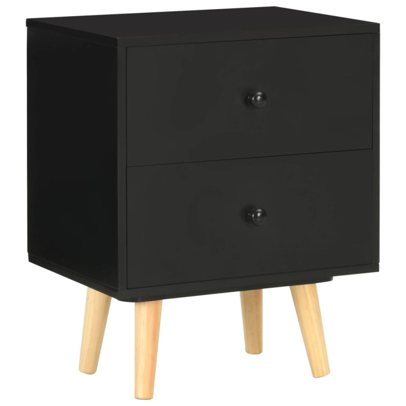 Szafki nocne, 2 szt., czarne, 40x30x50 cm, lite drewno sosnowe