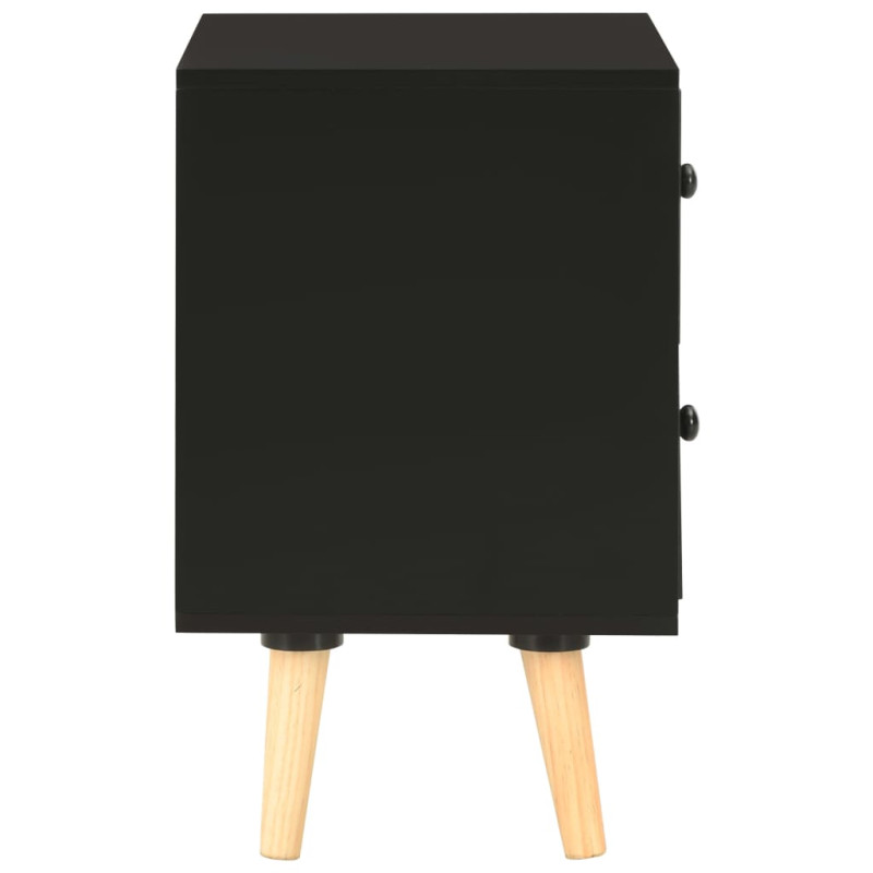 Szafki nocne, 2 szt., czarne, 40x30x50 cm, lite drewno sosnowe
