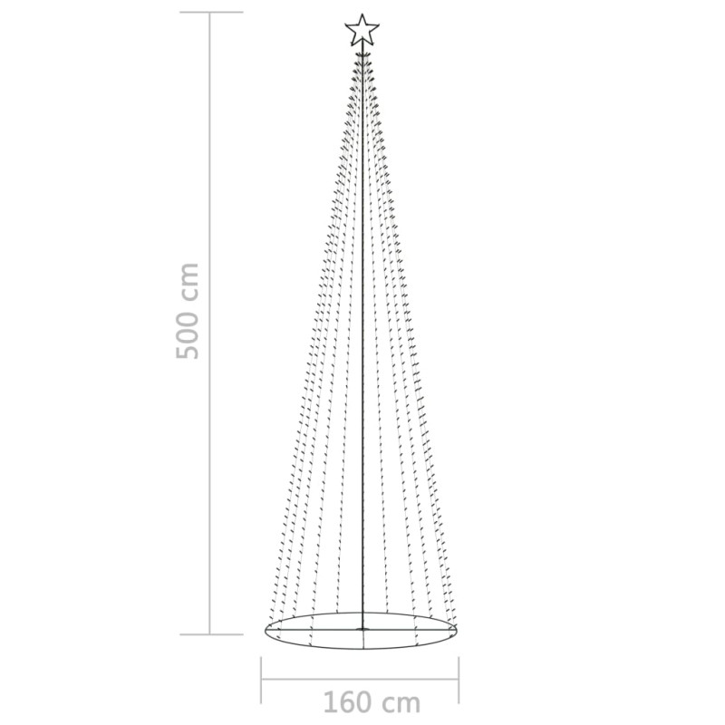 Choinka stożkowa, 752 kolorowe lampki LED, 160x500 cm
