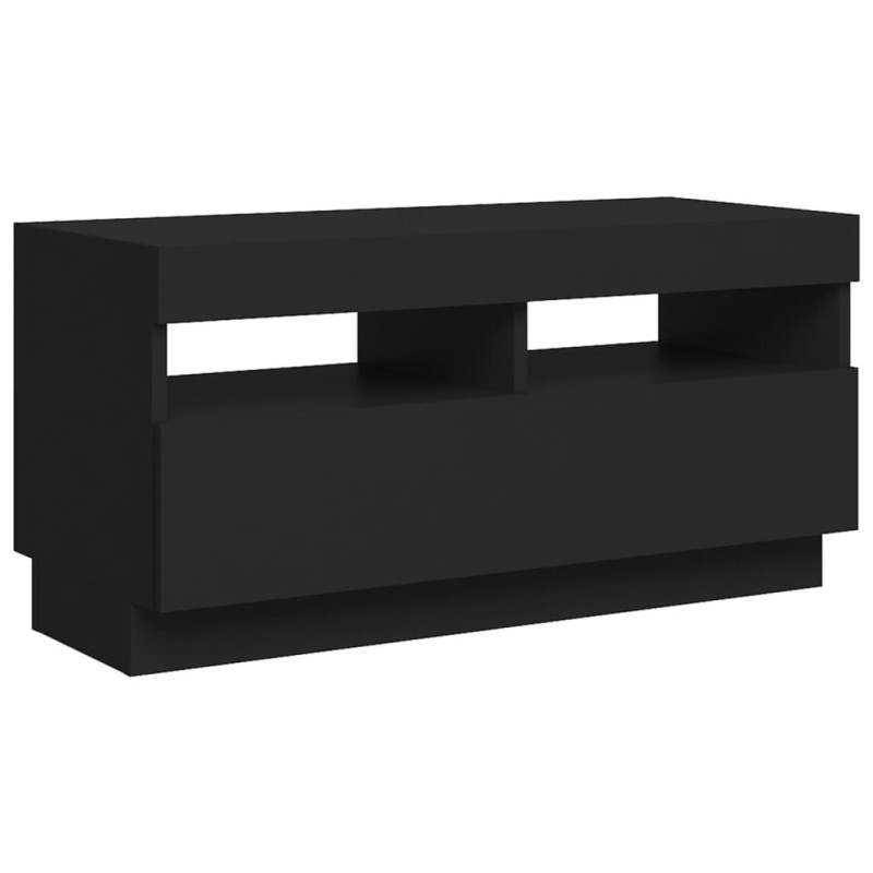 Szafka pod TV z oświetleniem LED, czarna, 80x35x40 cm