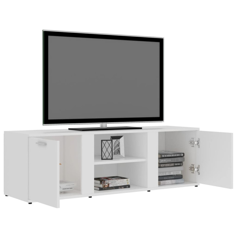 Szafka pod TV, biała, 120x34x37 cm, materiał drewnopochodny