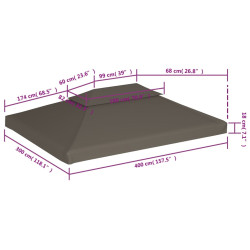 Zadaszenie altany, 2-poziomowe, 310 g/m², 4 x 3 m, taupe