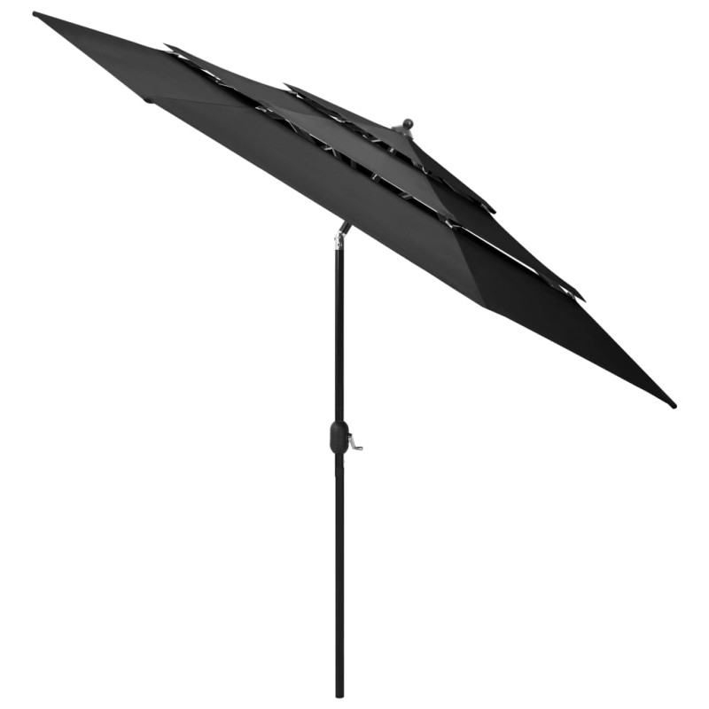 3-poziomowy parasol na aluminiowym słupku, antracytowy, 3 m