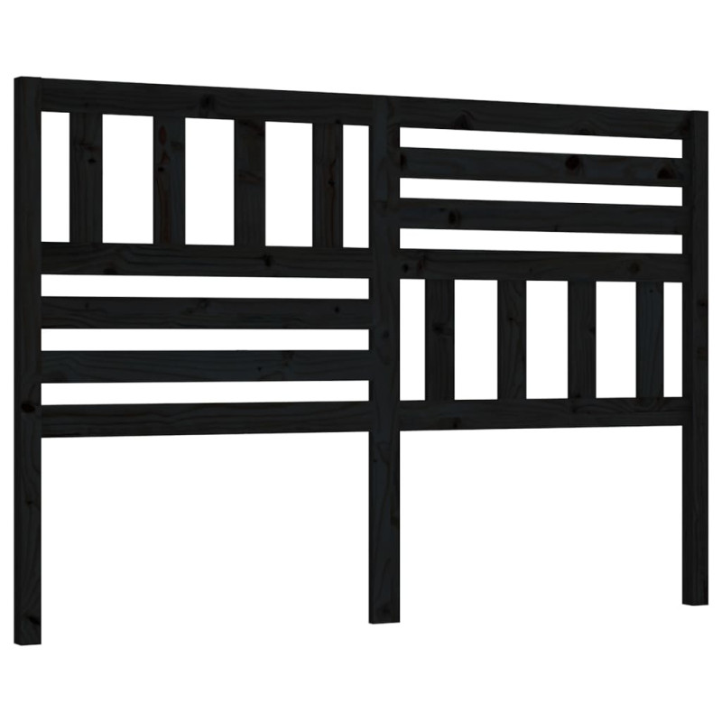 Wezgłowie łóżka, czarne, 146x4x100 cm, lite drewno sosnowe