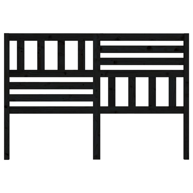 Wezgłowie łóżka, czarne, 146x4x100 cm, lite drewno sosnowe