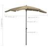 Parasol ogrodowy na słupku, 200x130 cm, kolor taupe