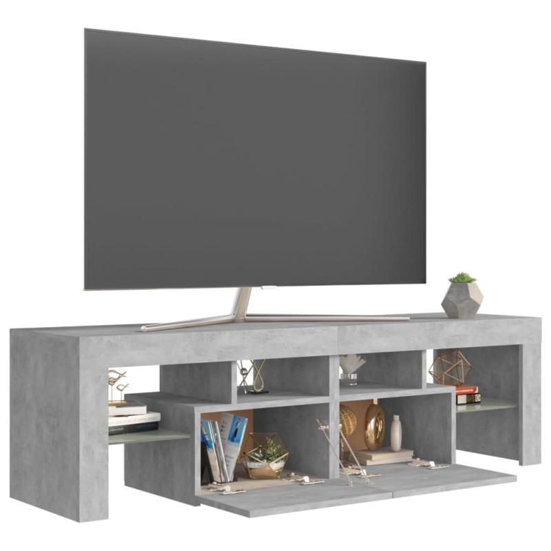 Szafka pod TV z oświetleniem LED, szarość betonu 140x36,5x40 cm