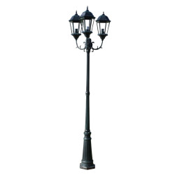 Stojąca lampa ogrodowa 3-ramienna, 230 cm, ciemnozielona/czarna