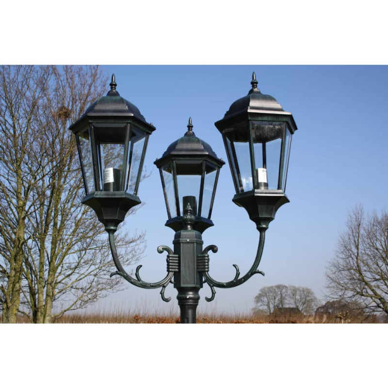 Stojąca lampa ogrodowa 3-ramienna, 230 cm, ciemnozielona/czarna