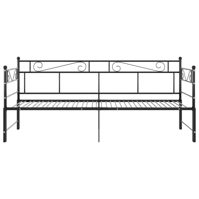 Sofa z wysuwaną ramą łóżka, czarna, metalowa, 90x200 cm