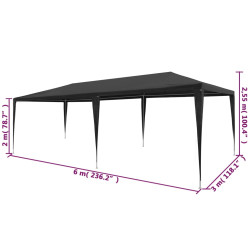 Namiot imprezowy, 3 x 6 m, PE, antracytowy