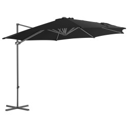 Parasol wiszący ze stalowym słupkiem, 300 cm, czarny