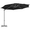 Parasol wiszący ze stalowym słupkiem, 300 cm, czarny