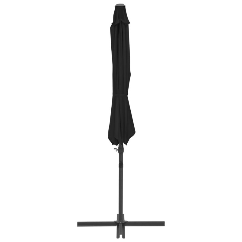 Parasol wiszący ze stalowym słupkiem, 300 cm, czarny