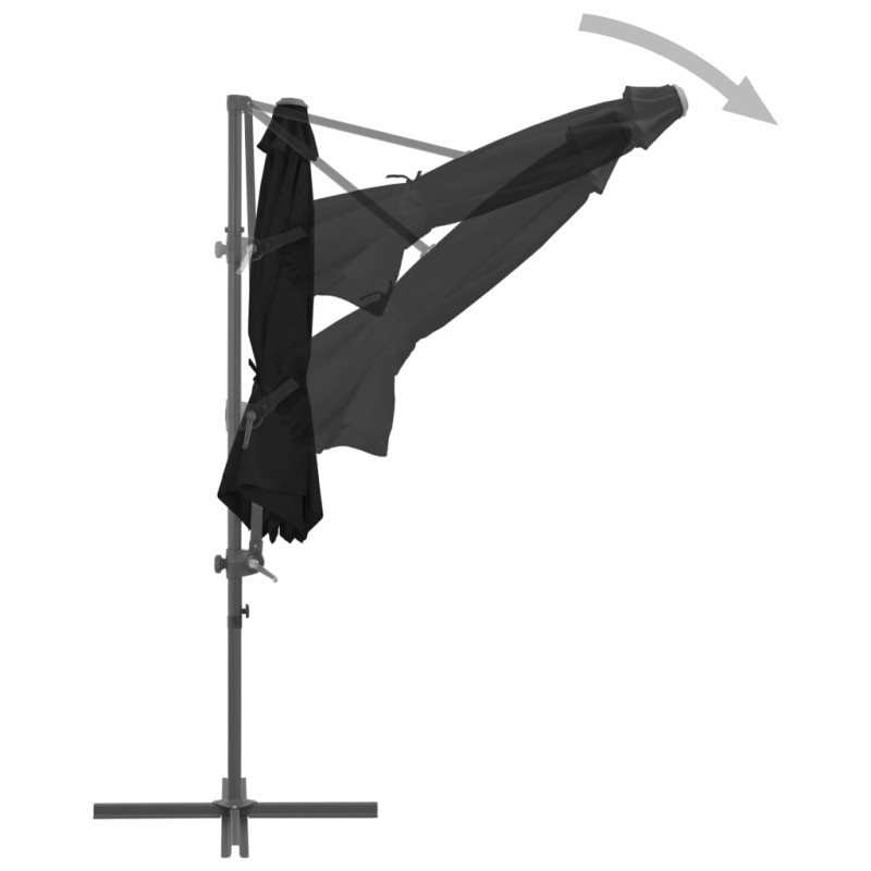 Parasol wiszący ze stalowym słupkiem, 300 cm, czarny