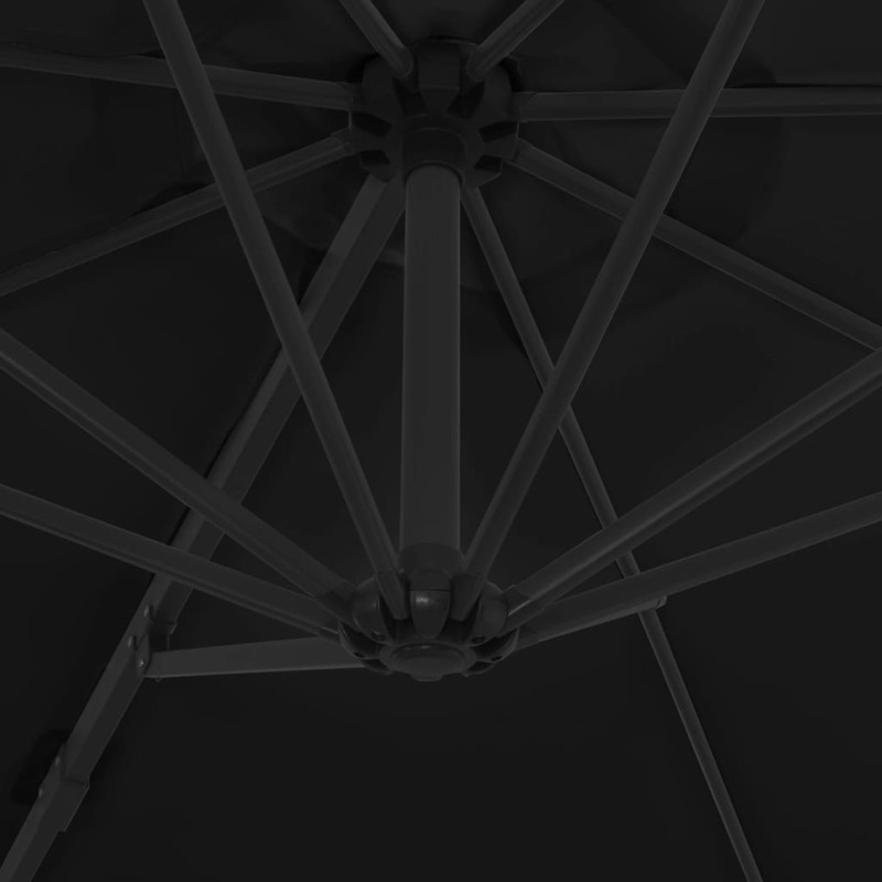 Parasol wiszący ze stalowym słupkiem, 300 cm, czarny