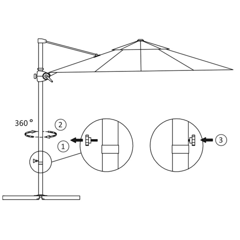 Parasol wiszący ze stalowym słupkiem, 300 cm, czarny