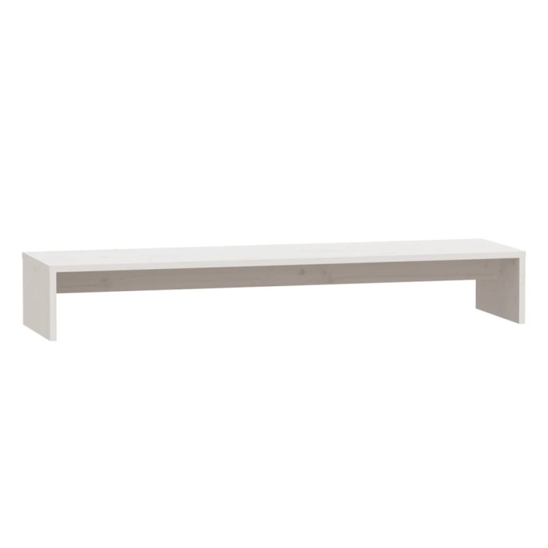Podstawka na monitor, biała, 100x27x15 cm, lite drewno sosnowe